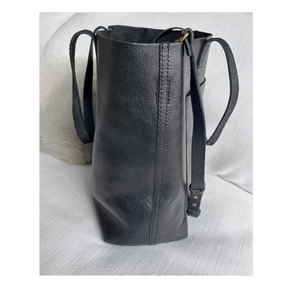 Madewell Medium Transport Tote Black Leather Open Top Shoulder Bag Classic - Picture 7 of 14